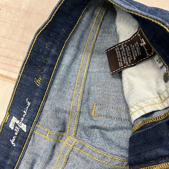 Women's 7 For All Mankind The Skinny 26x29 Dark Wash Stretchy Blue Jeans 7FAM - Picture 3 of 3